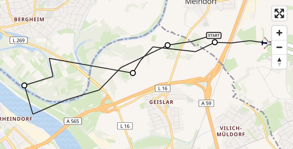 Flugroute Polizeihubschrauber Sankt Augustin - Sankt Augustin, 12 August 2026, 13:26