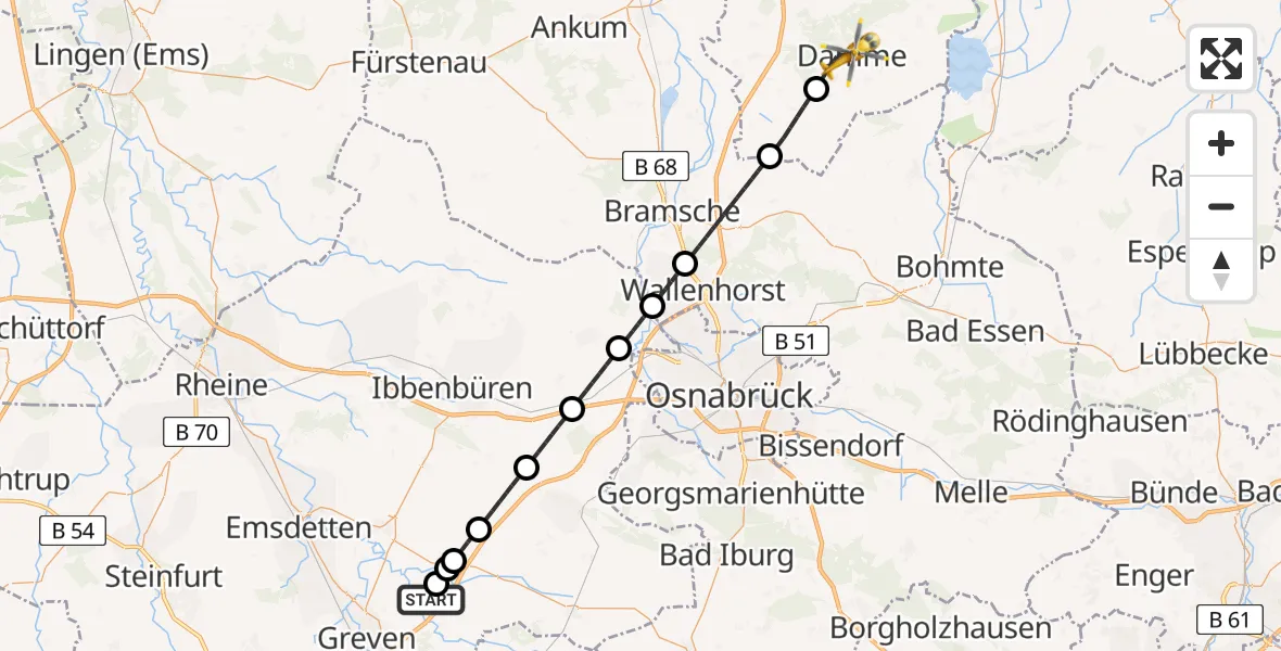 Flugroute Ambulanzhubschrauber Christoph  Westfalen-ADAC - Damme, 12 August 2026, 13:39