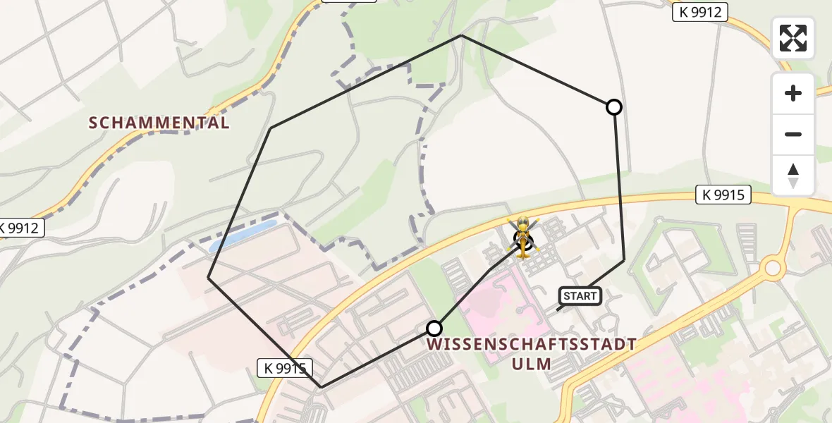 Flugroute Rettungshubschrauber Ulm Military Hospital Emergency - ADAC Air Rescue Station Ulm (Christoph 22), 12 August 2026, 14:54