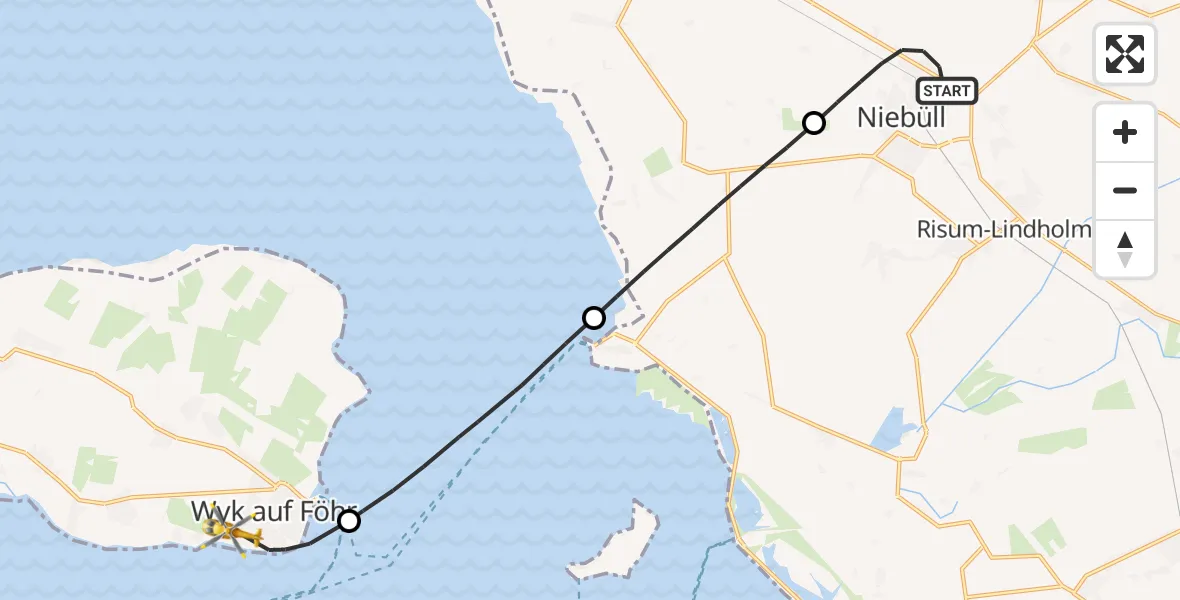 Flugroute Ambulanzhubschrauber Niebüll - Wyk auf Föhr, 12 August 2026, 15:26