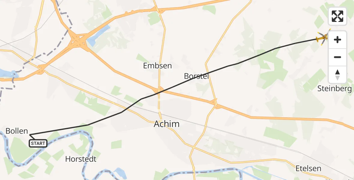 Flugroute Rettungshubschrauber Achim - Achim, 12 August 2026, 16:39