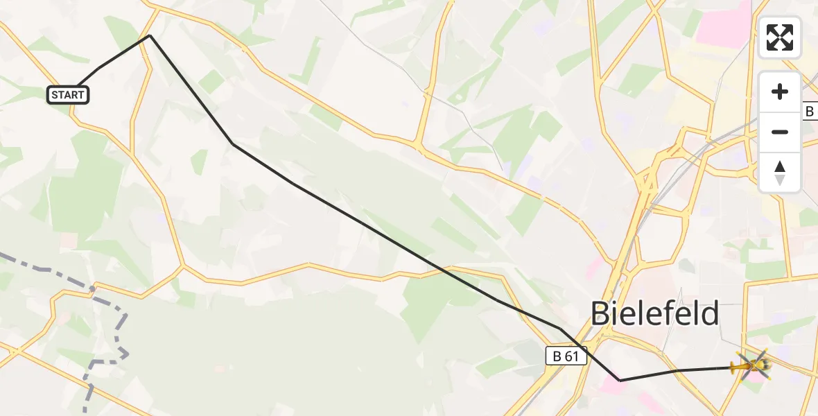 Flugroute Rettungshubschrauber Bielefeld - Bielefeld, 12 August 2026, 17:06