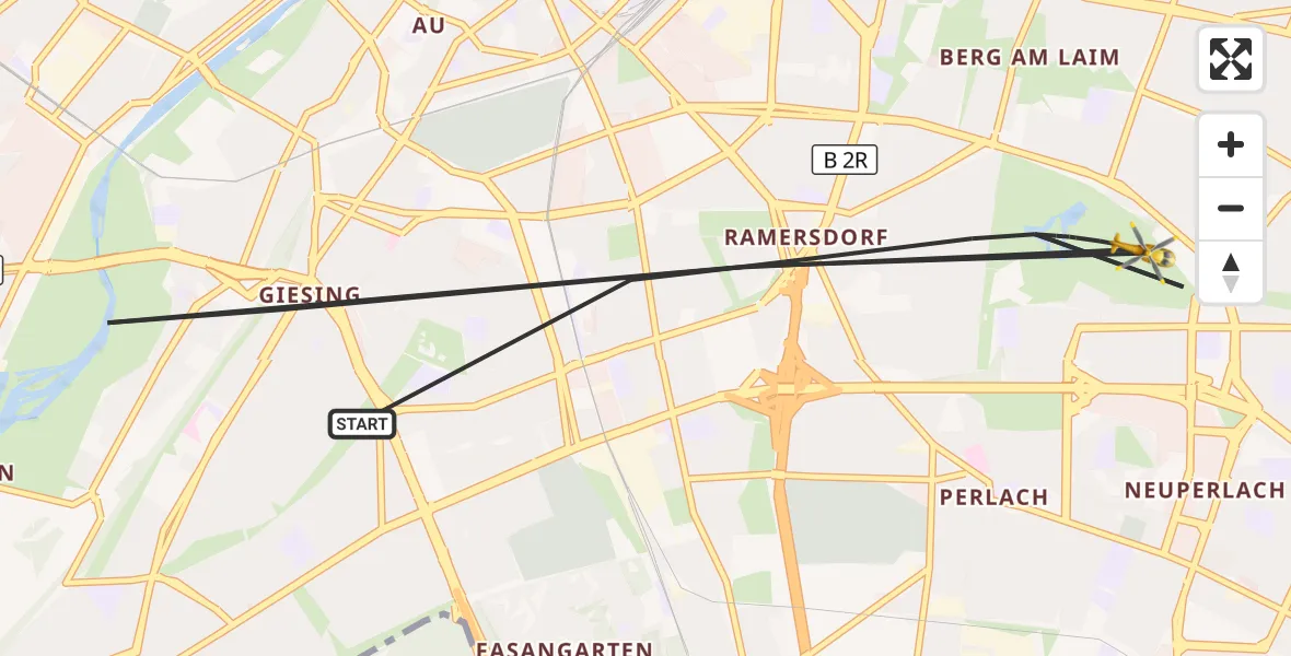 Flugroute Rettungshubschrauber München - München, 12 August 2026, 17:39