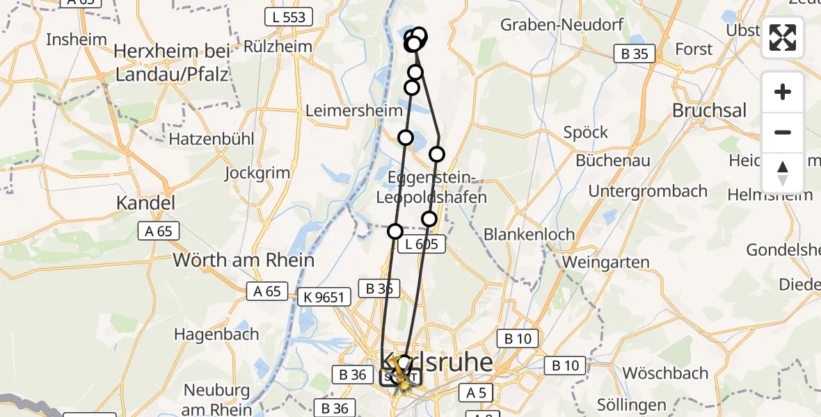 Flugroute Ambulanzhubschrauber Sankt Vincentius Hospital - Sankt Vincentius Hospital, 12 August 2026, 17:43