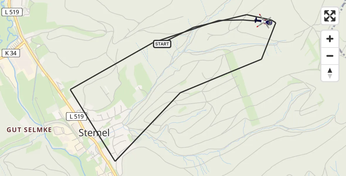 Flugroute Polizeihubschrauber Sundern (Sauerland) - Sundern (Sauerland), 12 August 2026, 18:10