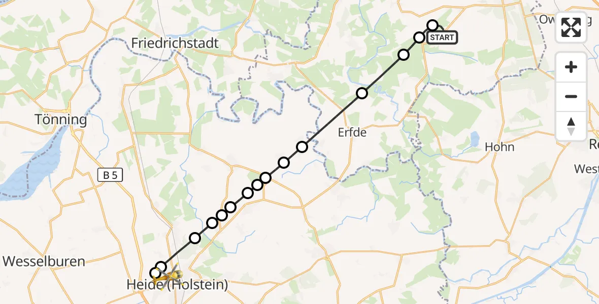 Flugroute Ambulanzhubschrauber Alt Bennebek - Heide, 12 August 2026, 18:11