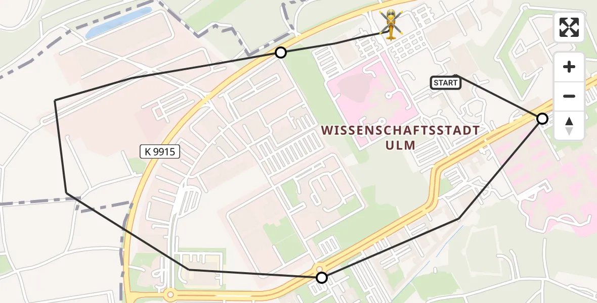 Flugroute Rettungshubschrauber Ulm Military Hospital Emergency - ADAC Air Rescue Station Ulm (Christoph 22), 12 August 2026, 18:15