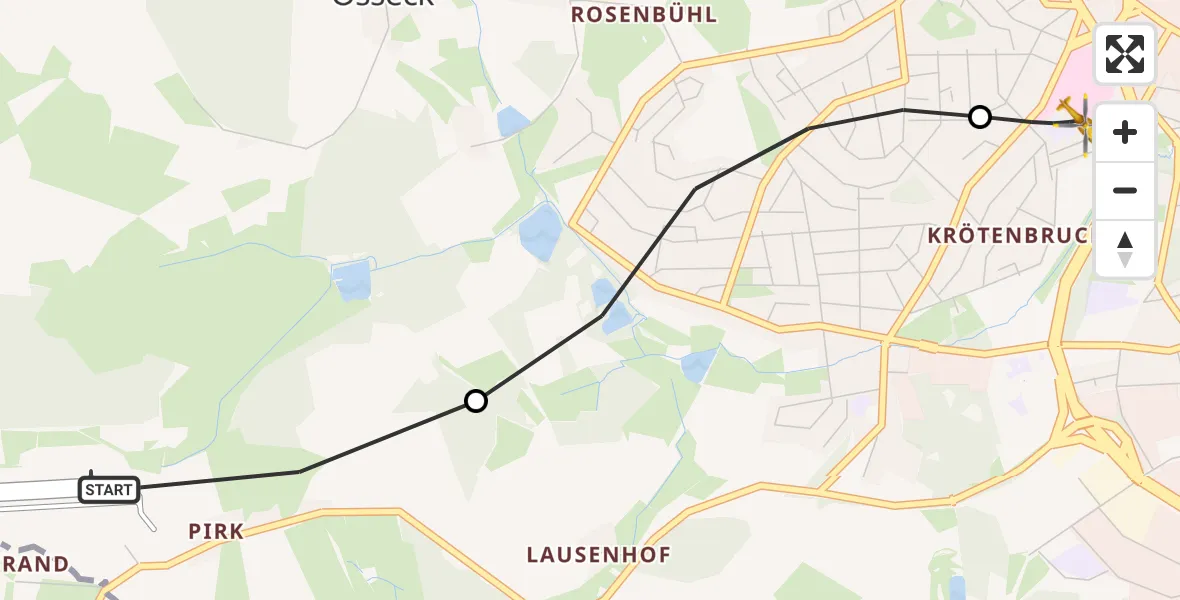 Flugroute Rettungshubschrauber Hof-Plauen Flughafen - Sana Clinic Hof Hubschrauberlandeplatz, 12 August 2026, 19:42