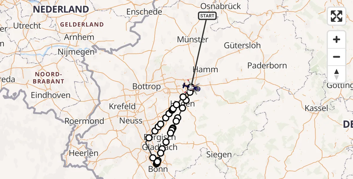 Flugroute Polizeihubschrauber Lengerich - Dortmund Flughafen, 12 August 2026, 23:02