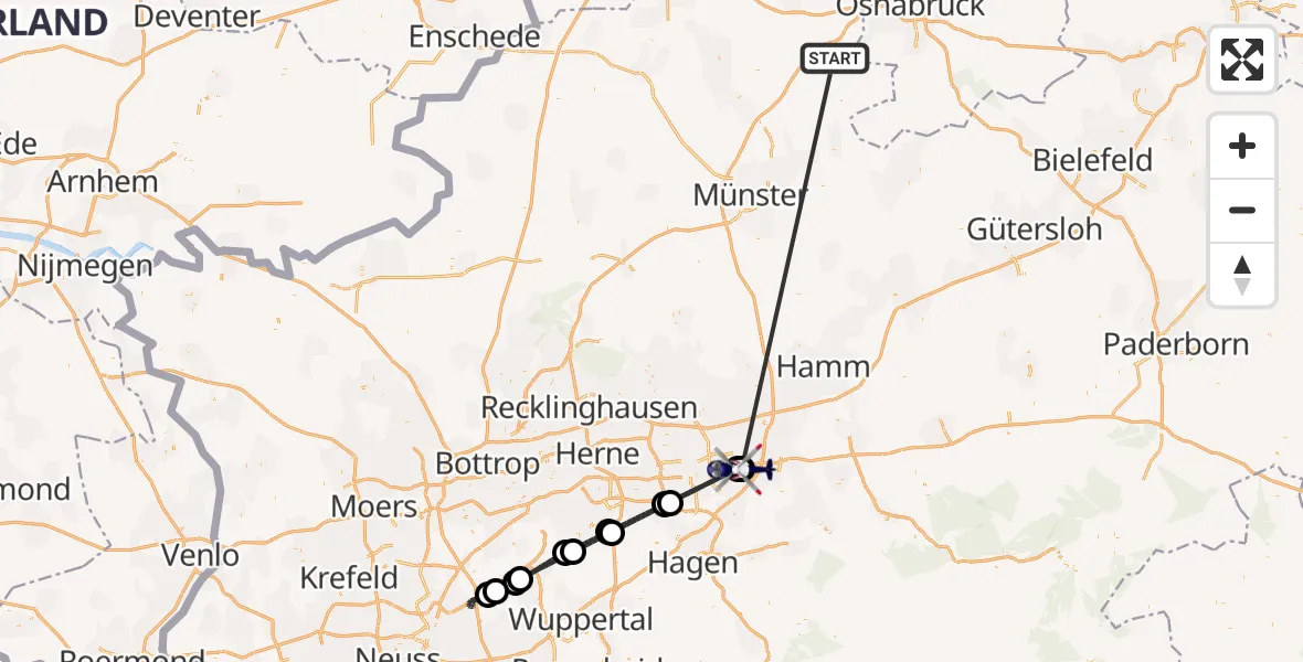 Flugroute Polizeihubschrauber Lengerich - Dortmund Flughafen, 13 August 2026, 01:51