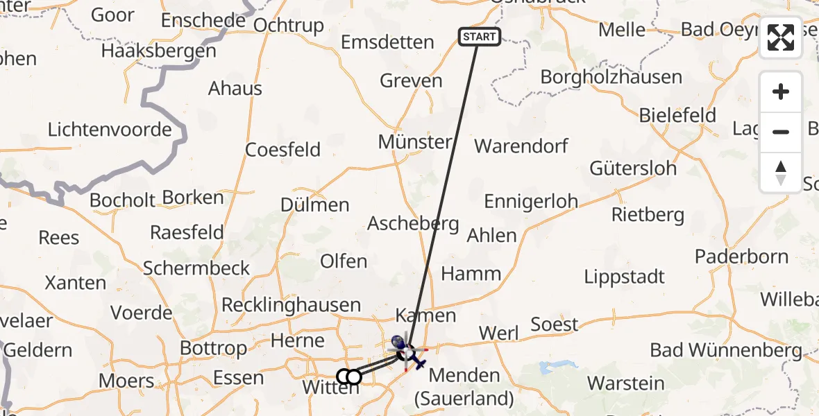 Flugroute Polizeihubschrauber Lengerich - Dortmund Flughafen, 13 August 2026, 04:24