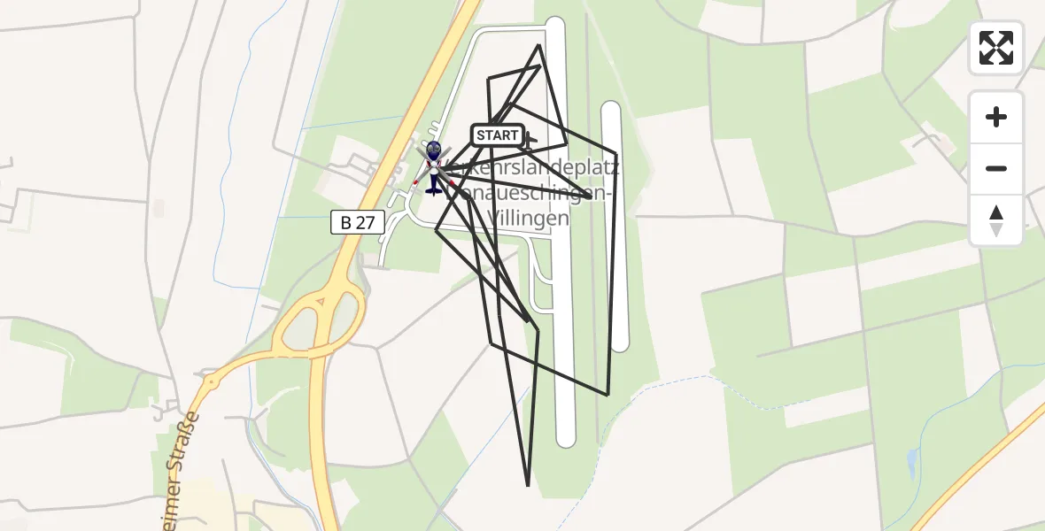 Flugroute Polizeihubschrauber Donaueschingen-Villingen Flugplatz - Donaueschingen-Villingen Flugplatz, 13 August 2026, 06:51