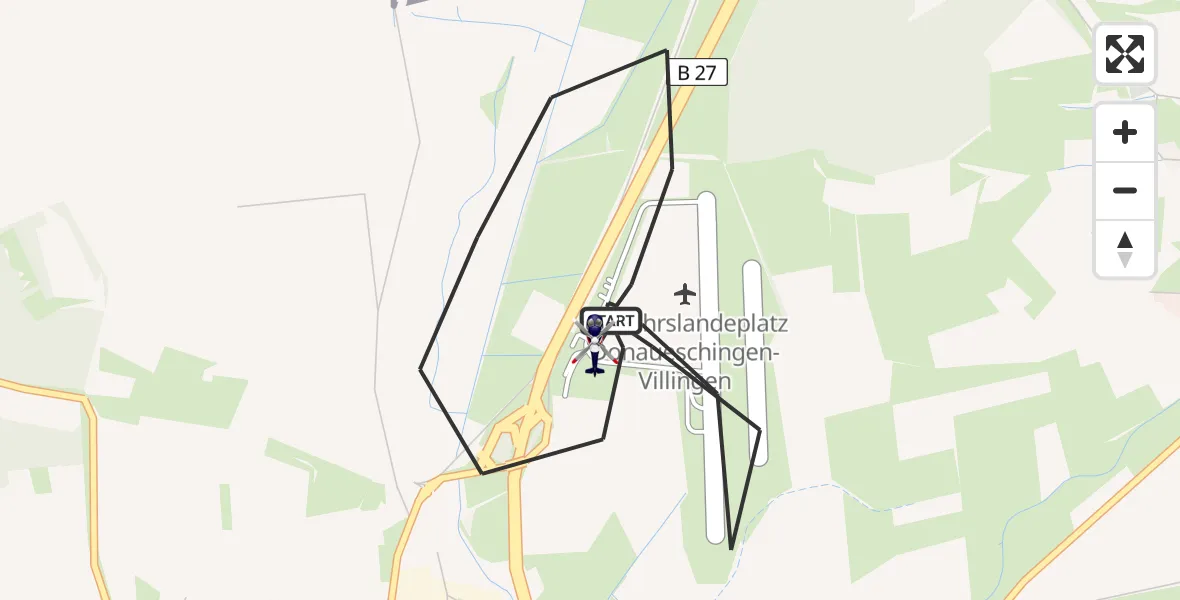 Flugroute Polizeihubschrauber Donaueschingen-Villingen Flugplatz - Donaueschingen-Villingen Flugplatz, 13 August 2026, 07:12