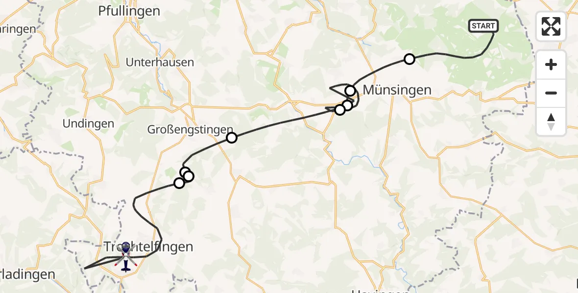 Flugroute Polizeihubschrauber Gutsbezirk Münsingen - Trochtelfingen, 13 August 2026, 08:16