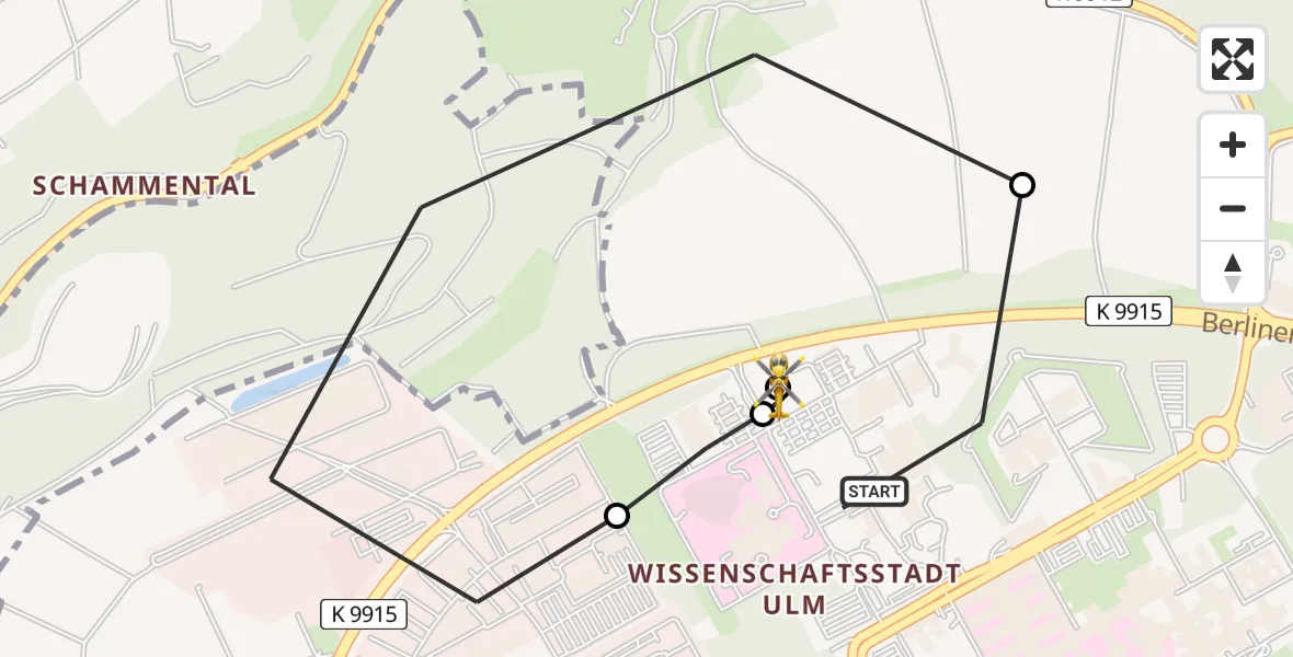 Flugroute Rettungshubschrauber Ulm Military Hospital Emergency - ADAC Air Rescue Station Ulm (Christoph 22), 13 August 2026, 08:23