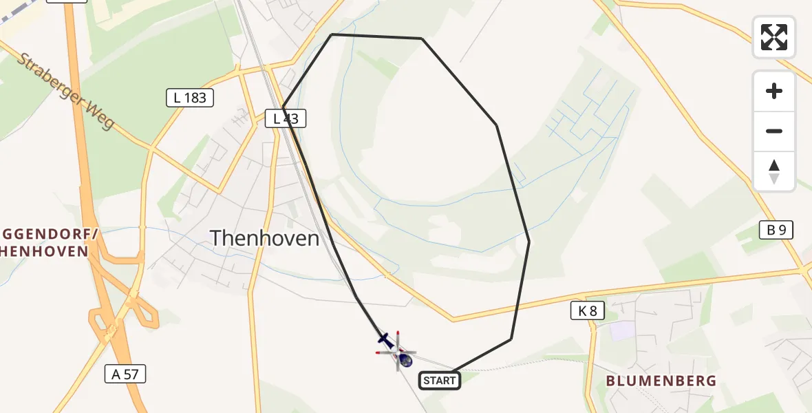Flugroute Polizeihubschrauber Köln - Köln, 13 August 2026, 08:26