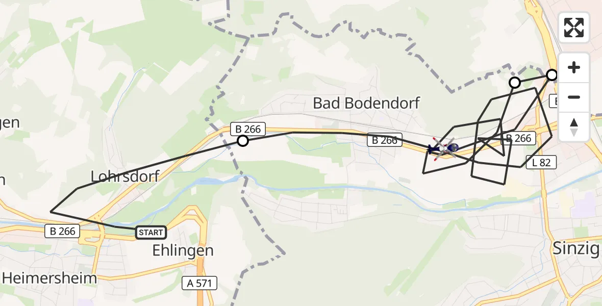 Flugroute Polizeihubschrauber Bad Neuenahr-Ahrweiler - Sinzig, 13 August 2026, 08:27