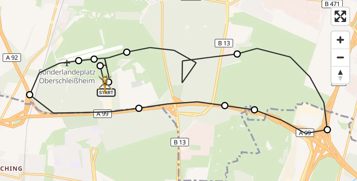 Flugroute Rettungshubschrauber Oberschleißheim - Oberschleißheim, 13 August 2026, 09:51