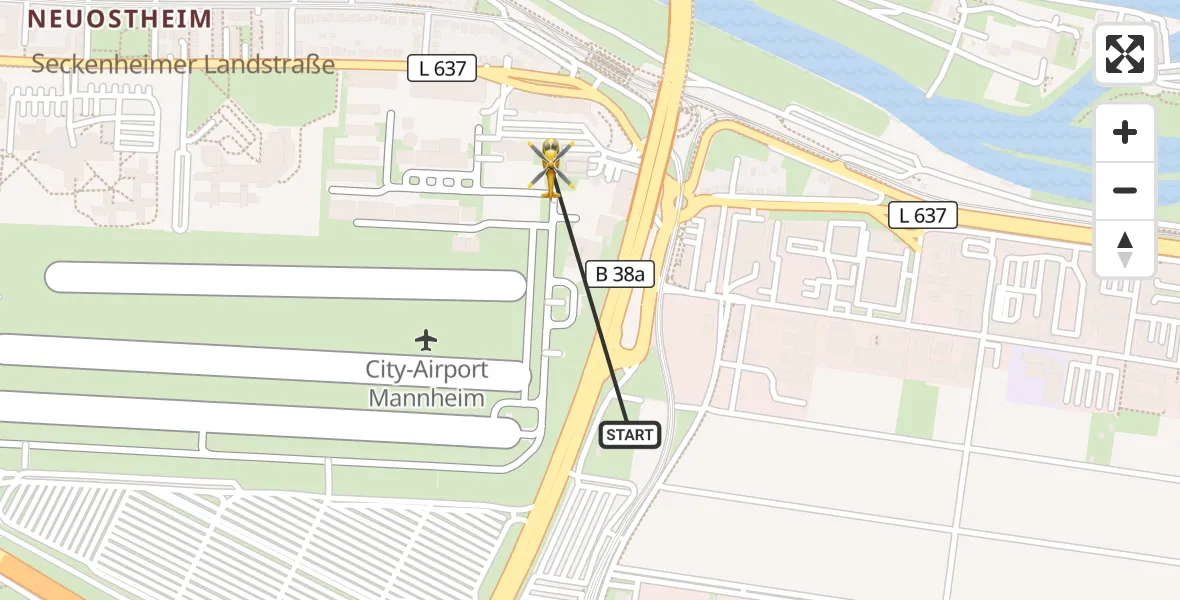 Flugroute Rettungshubschrauber Mannheim-City Flughafen - Mannheim-City Flughafen, 13 August 2026, 09:51