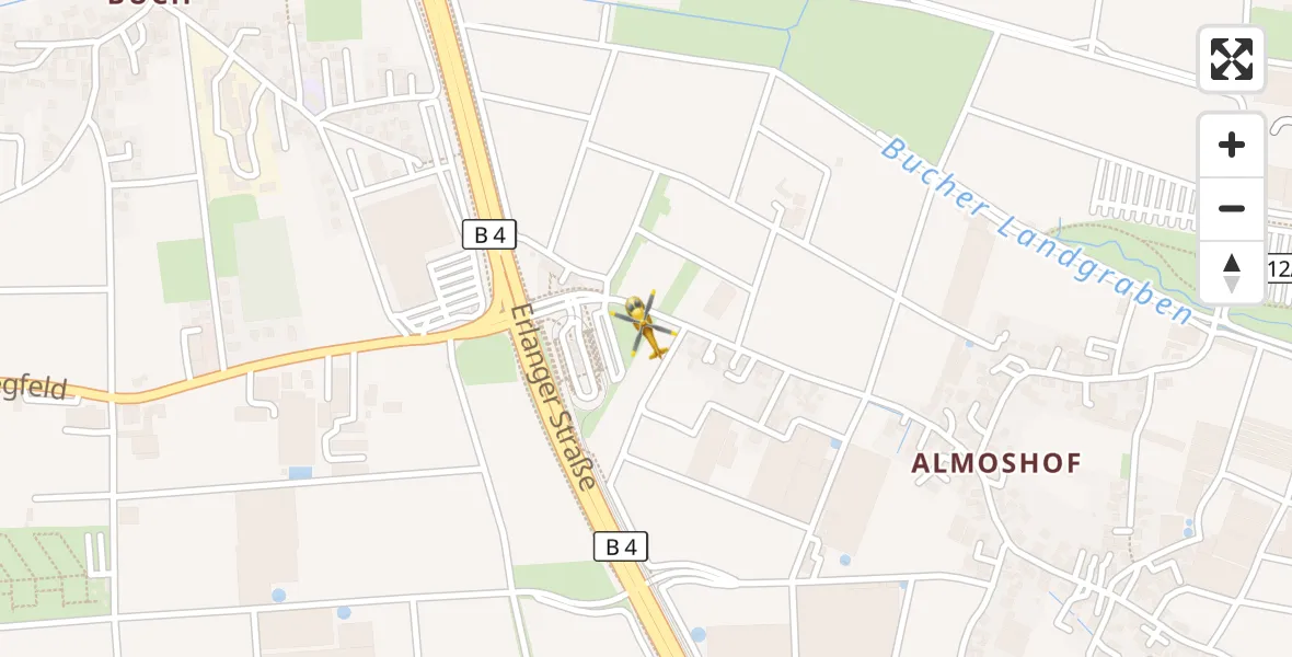 Flugroute Ambulanzhubschrauber Flughafen Nuremberg - Flughafen Nuremberg, 13 August 2026, 09:57