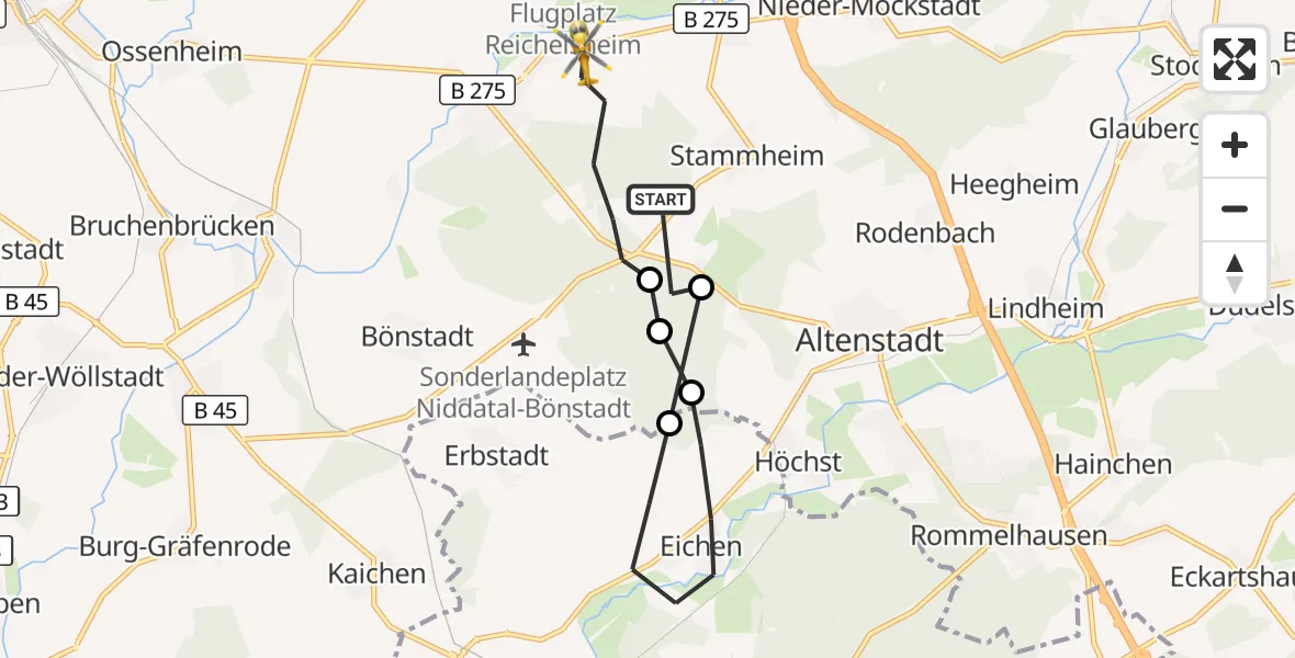 Flugroute Ambulanzhubschrauber Florstadt - Florstadt, 13 August 2026, 10:01