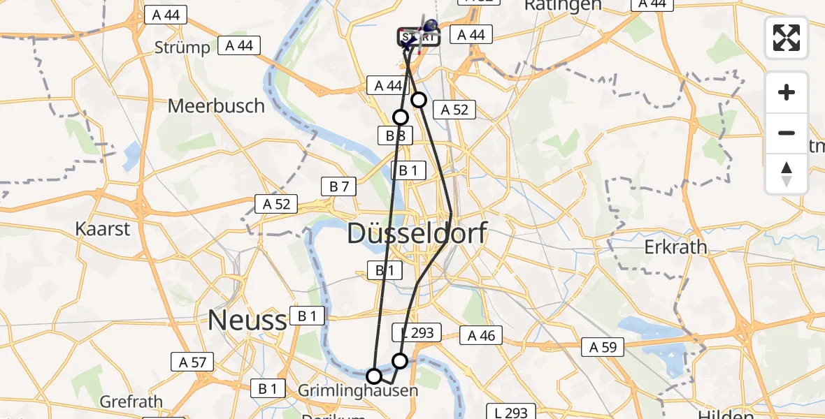 Flugroute Polizeihubschrauber Düsseldorf Flughafen - Düsseldorf Flughafen, 13 August 2026, 10:14