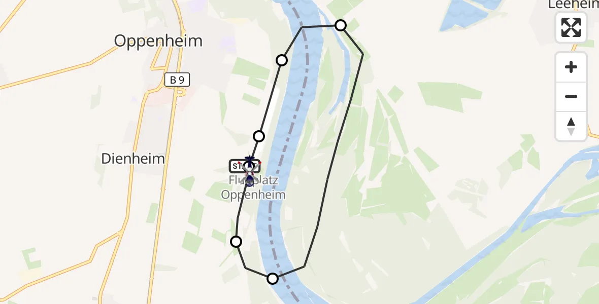 Flugroute Polizeihubschrauber Dienheim - Dienheim, 13 August 2026, 10:31