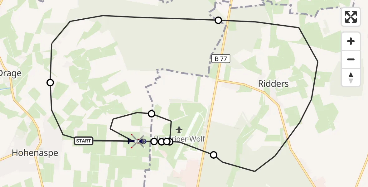 Flugroute Polizeihubschrauber Hohenaspe - Hohenaspe, 13 August 2026, 11:30