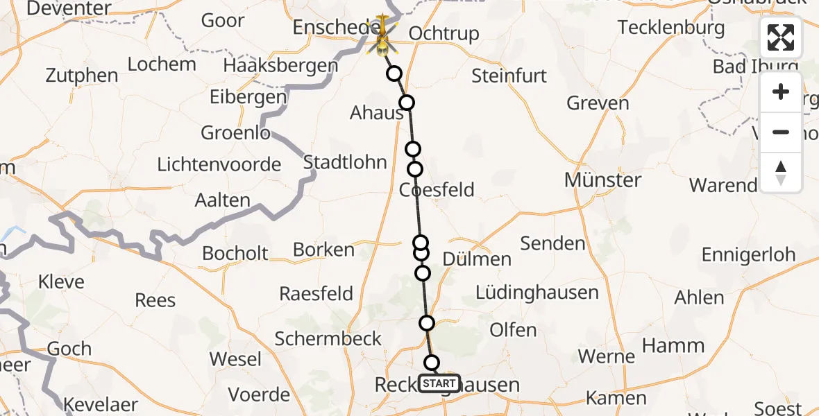 Flugroute Ambulanzhubschrauber Recklinghausen - Gronau (Westf.), 13 August 2026, 11:42