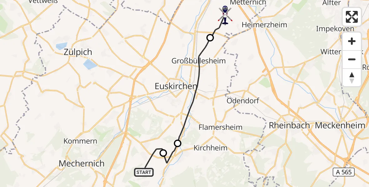 Flugroute Polizeihubschrauber Mechernich - Weilerswist, 13 August 2026, 12:10