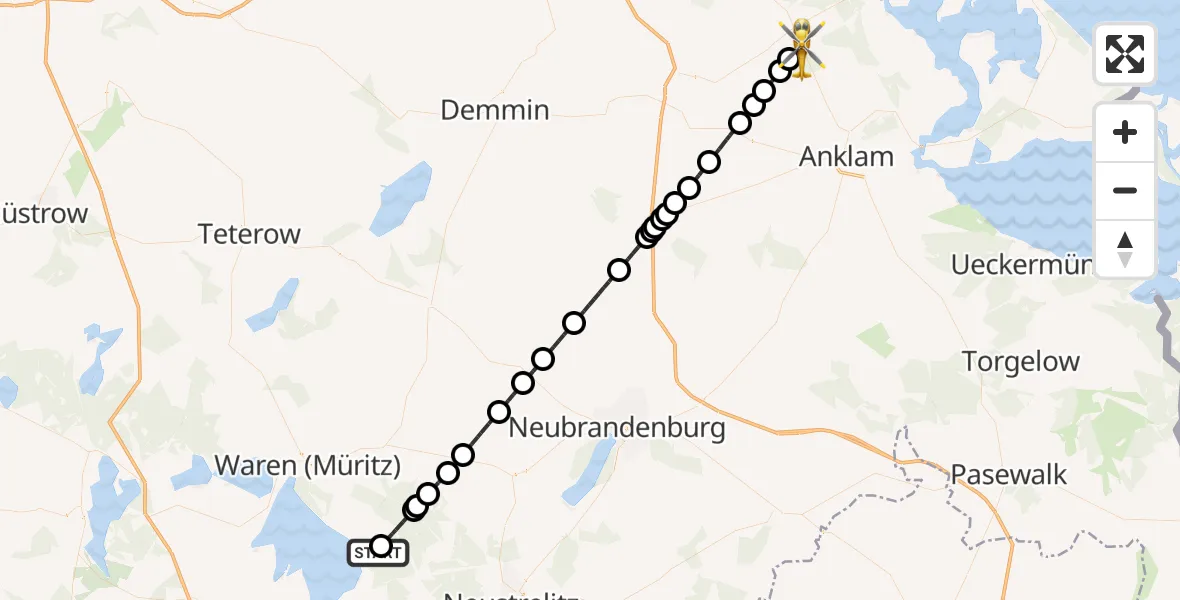 Flugroute Rettungshubschrauber Rechlin - Karlsburg, 13 August 2026, 12:29