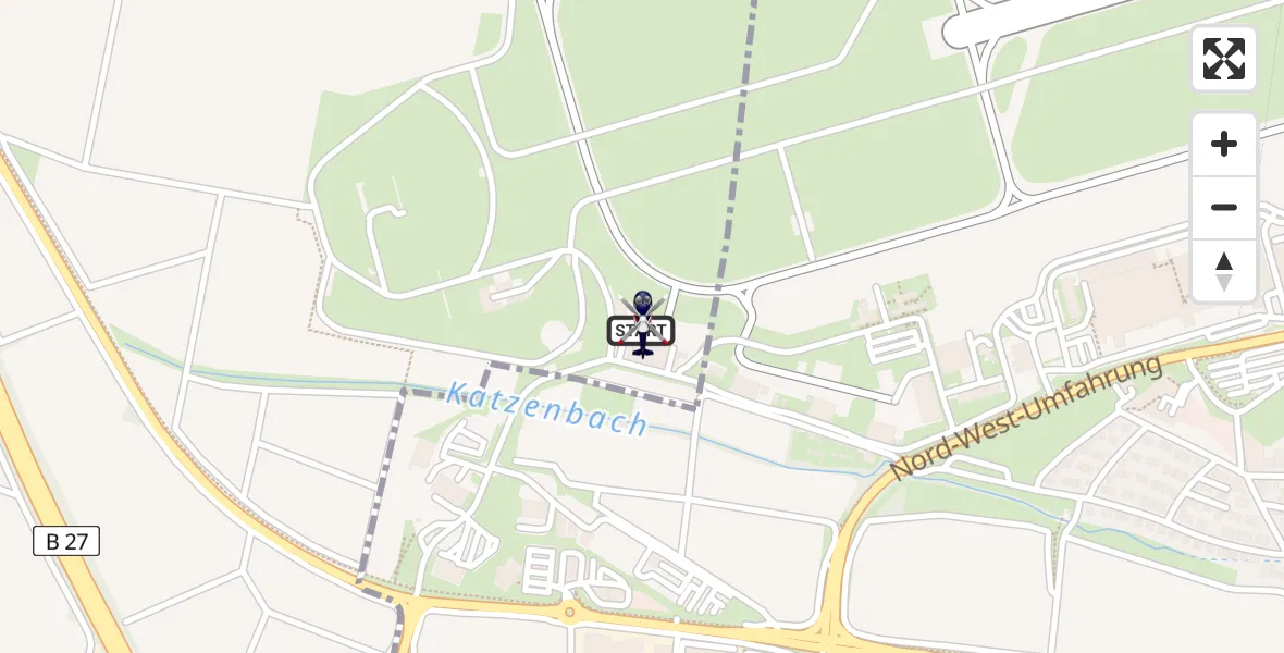 Flugroute Polizeihubschrauber Flughafen Stuttgart - Flughafen Stuttgart, 13 August 2026, 12:36