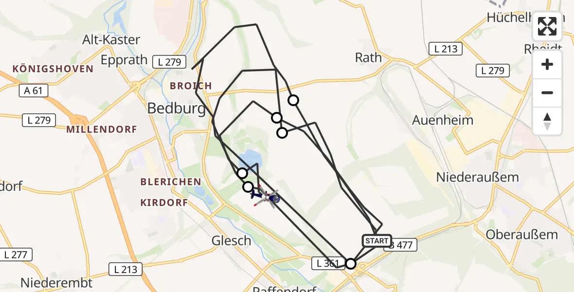 Flugroute Polizeihubschrauber Bergheim - Bergheim, 13 August 2026, 12:38