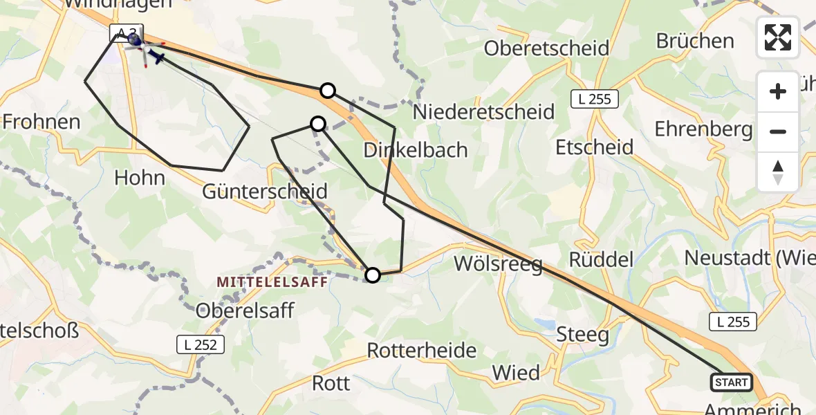 Flugroute Polizeihubschrauber Neustadt (Wied) - Windhagen, 13 August 2026, 12:43