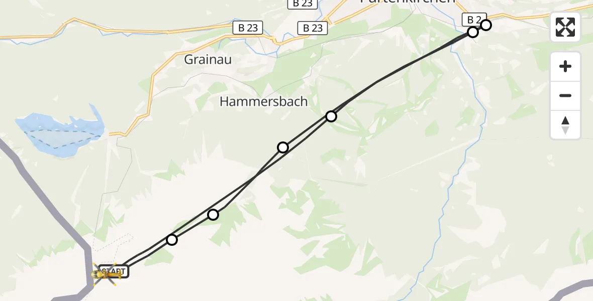 Flugroute Rettungshubschrauber Grainau - Grainau, 13 August 2026, 13:18