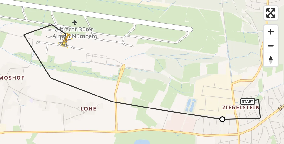 Flugroute Ambulanzhubschrauber Nürnberg - Flughafen Nuremberg, 13 August 2026, 13:50