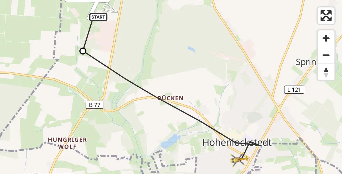 Flugroute Rettungshubschrauber Itzehoe Hungriger Wolf Flugplatz - Hohenlockstedt, 13 August 2026, 13:59