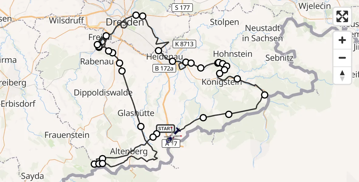 Flugroute Polizeihubschrauber Bad Gottleuba-Berggießhübel - Bad Gottleuba-Berggießhübel, 13 August 2026, 14:40