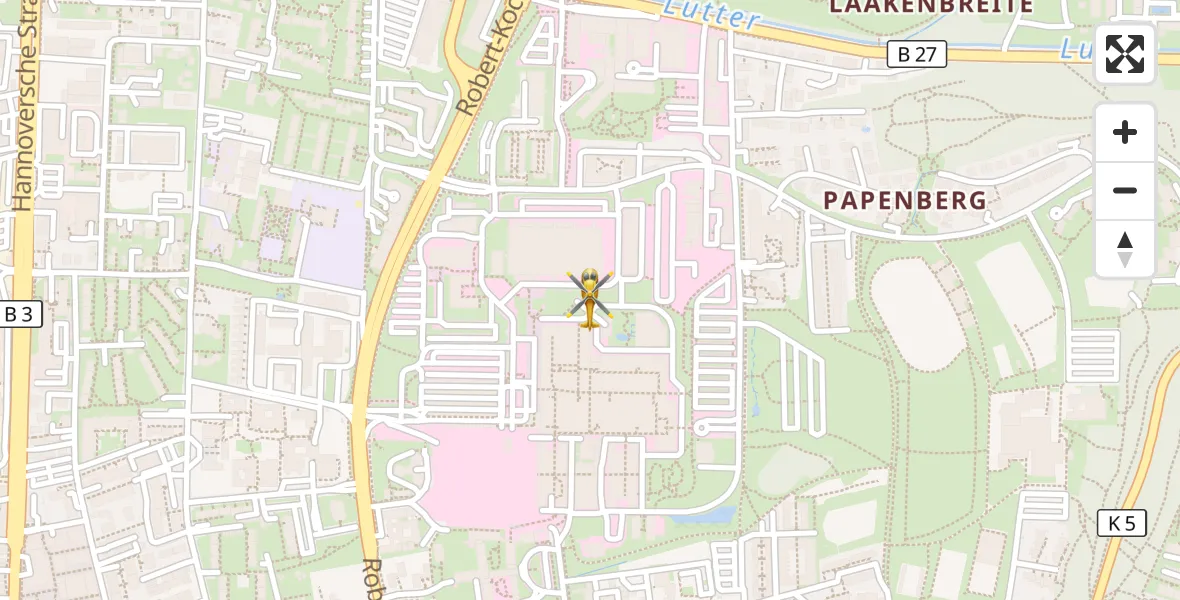 Flugroute Rettungshubschrauber Göttingen University Clinic Hubschrauberlandeplatz - Göttingen University Clinic Hubschrauberlandeplatz, 13 August 2026, 14:42