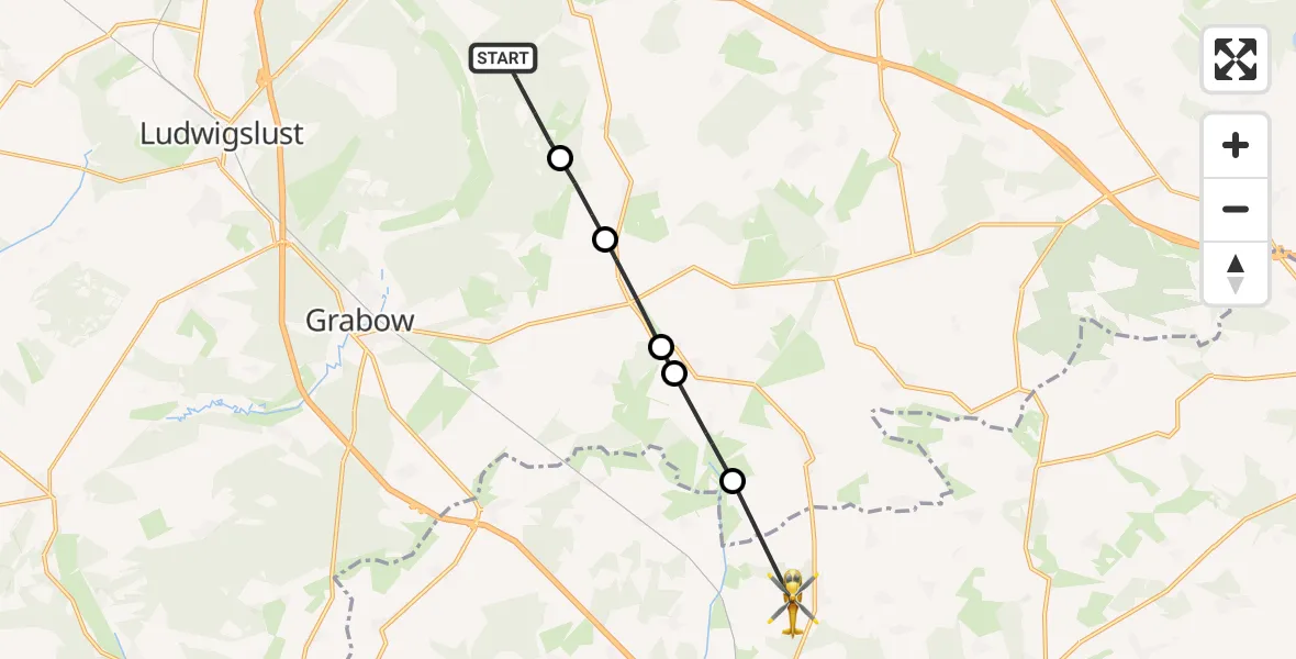 Flugroute Rettungshubschrauber Blievenstorf - Karstädt, 13 August 2026, 15:41