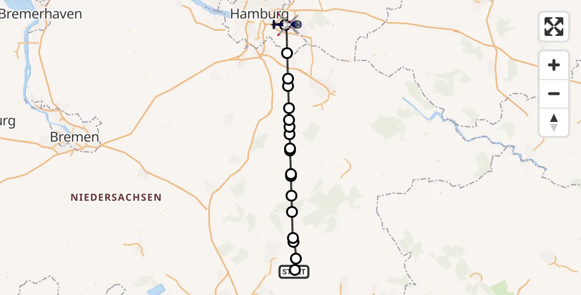 Flugroute Polizeihubschrauber Eicklingen - Christoph Hansa ADAC Hubschrauberlandeplatz, 13 August 2026, 17:38