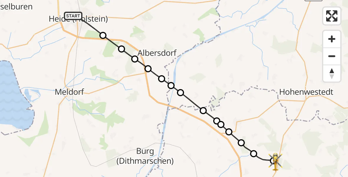 Flugroute Rettungshubschrauber Heide - Itzehoe Hungriger Wolf Flugplatz, 13 August 2026, 18:15