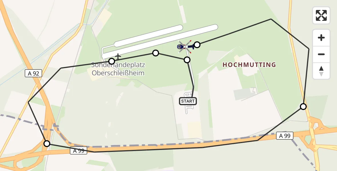 Flugroute Polizeihubschrauber Oberschleißheim - Oberschleissheim Hubschrauberlandeplatz, 13 August 2026, 18:25
