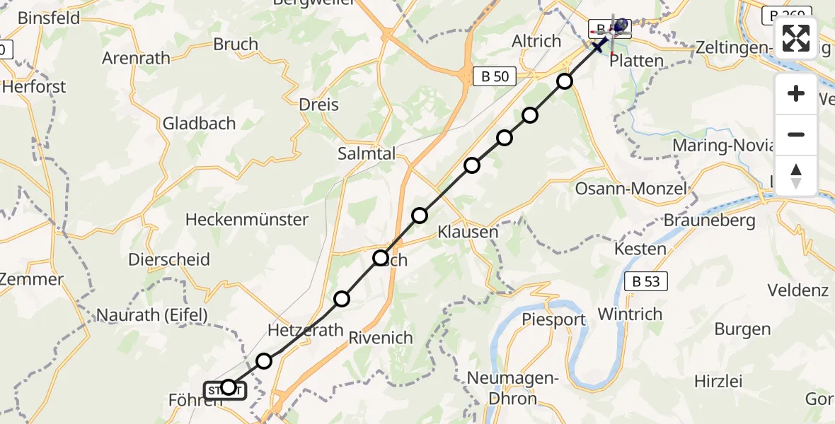 Flugroute Polizeihubschrauber Föhren - Platten, 13 August 2026, 18:26