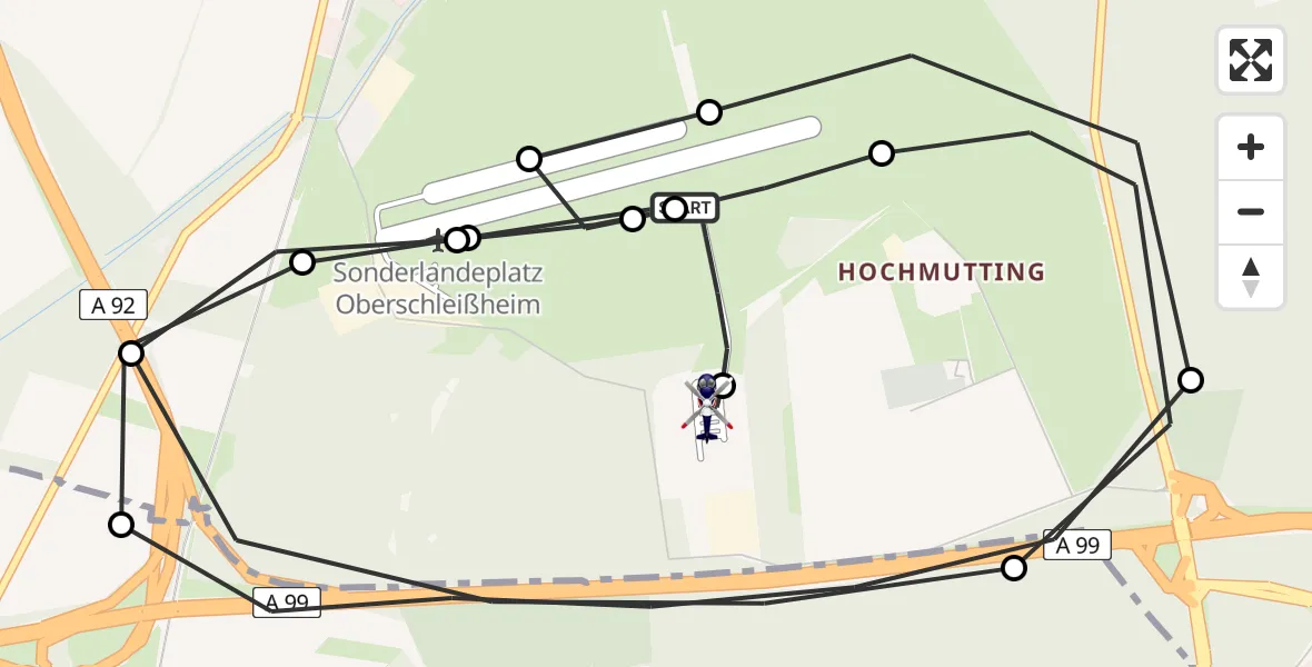 Flugroute Polizeihubschrauber Oberschleissheim Hubschrauberlandeplatz - Oberschleißheim, 13 August 2026, 18:36