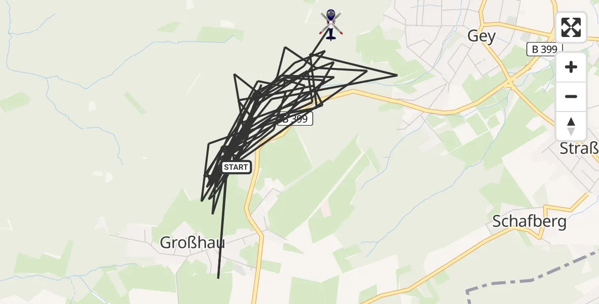 Flugroute Polizeihubschrauber Hürtgenwald - Hürtgenwald, 13 August 2026, 18:37