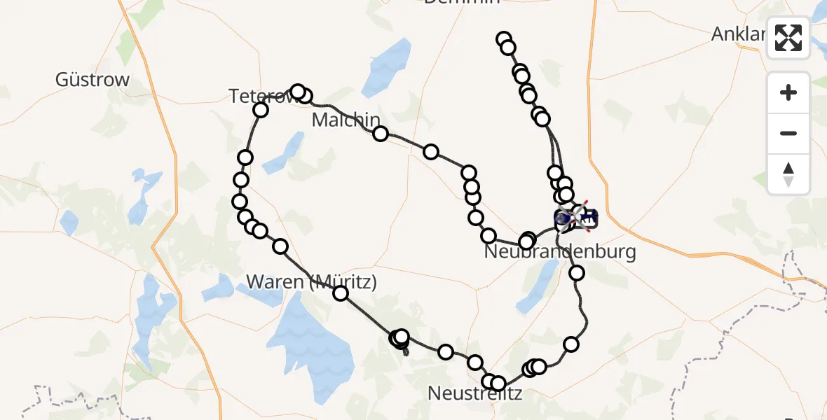 Flugroute Polizeihubschrauber Neubrandenburg Trollenhagen Flughafen - Neubrandenburg Trollenhagen Flughafen, 14 August 2026, 04:54