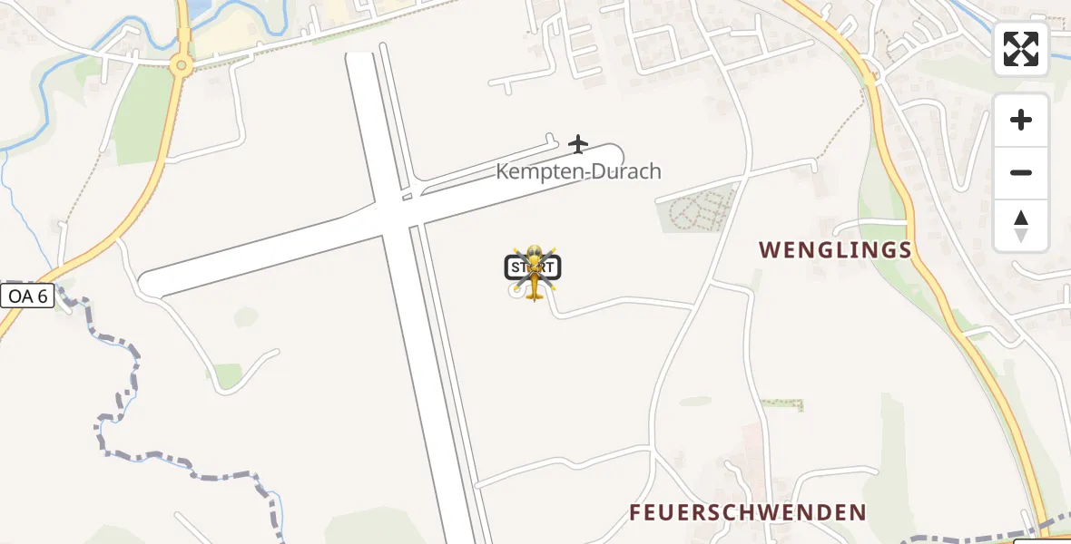 Flugroute Rettungshubschrauber Kempten-Durach Flugplatz - Kempten-Durach Flugplatz, 14 August 2026, 05:01