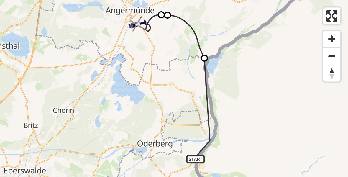 Flugroute Polizeihubschrauber Bad Freienwalde (Oder) - Angermünde, 14 August 2026, 05:56
