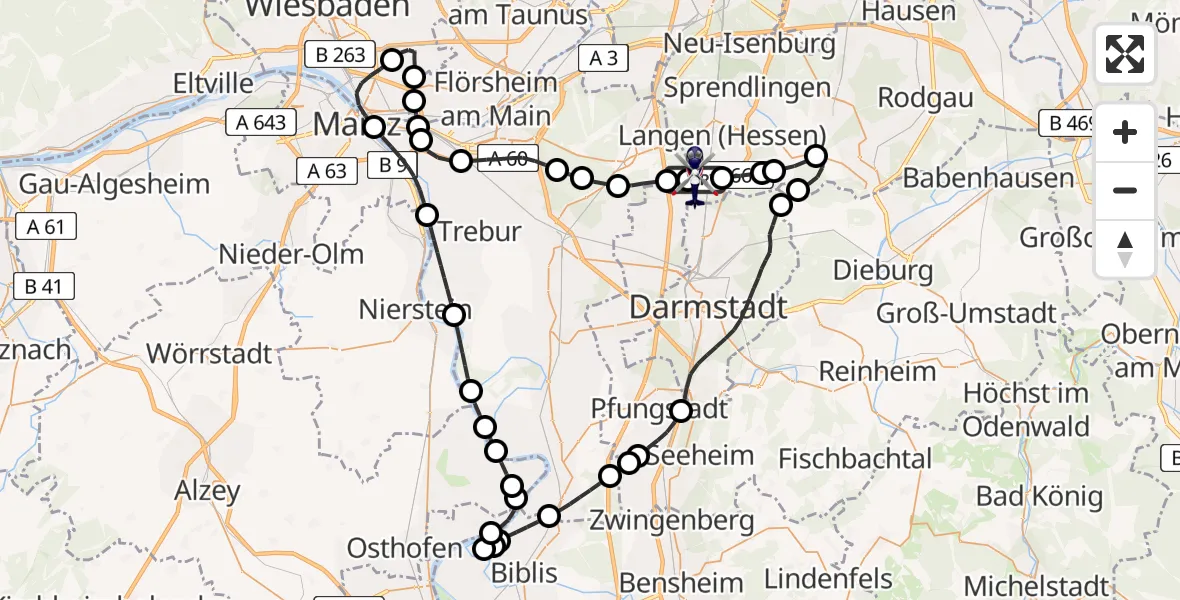 Flugroute Polizeihubschrauber Flughafen Frankfurt-Egelsbach - Flughafen Frankfurt-Egelsbach, 14 August 2026, 05:59